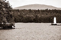 Mount Sunapee with Loon Island Light - Sepia Tone